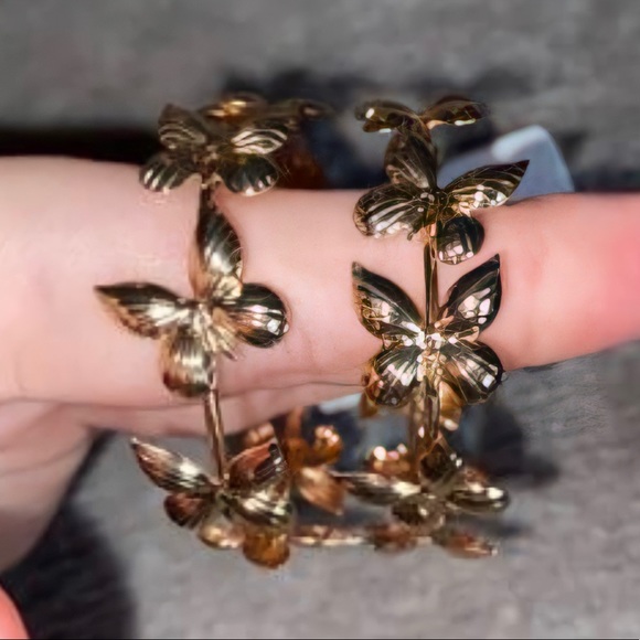 Butterfly Hoop Earrings - Picture 2 of 2
